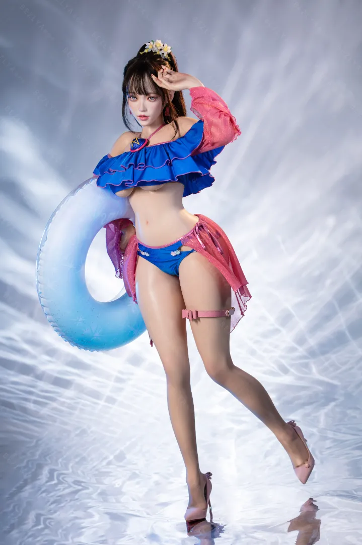 155cm (5ft1) Eカップ 軽量 シリコン ラブドール 可動式顎 ヘッド Nymphaea